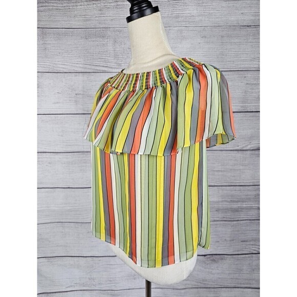 Cabi Striped Off Shoulder Carnival Top Blouse Multicolor Size X-Small - Picture 7 of 10